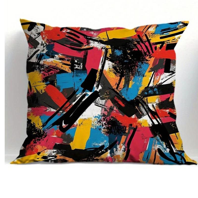 Colorful Graffiti Pattern Decorative Pillow Covers Pattern Cushion Cover Suitable For Sofa Bedroom Car Pillow Cover