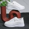 Comemore Spring and Autumn New White Sneakers Casual Thick Bottom Heightening Shoes for Women Lace Up Flat Board Tennis Shoes