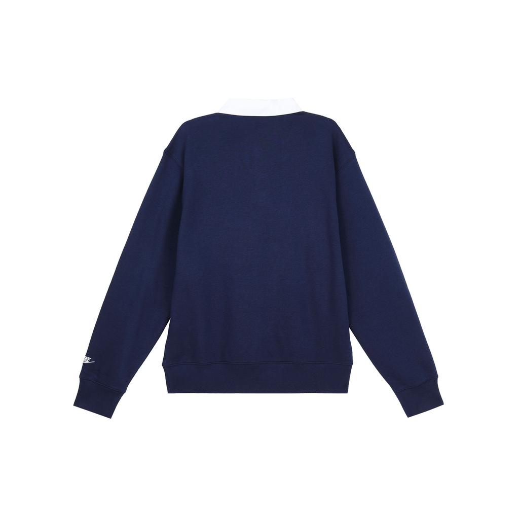 Nike Fitted Pullover Long Sleeve Polo Men Tops Navy-Blue FN3113-410