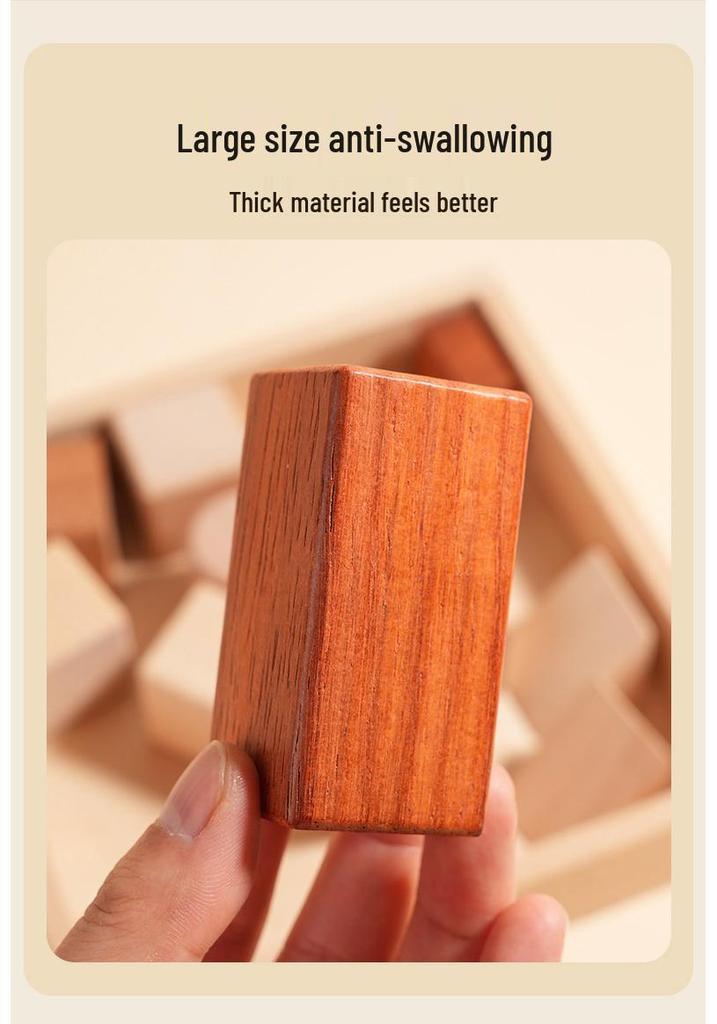 Beech Wood Building Blocks for Toddlers and Children Ages 3-6 – Unpainted, Solid, Chewable Educational Toy