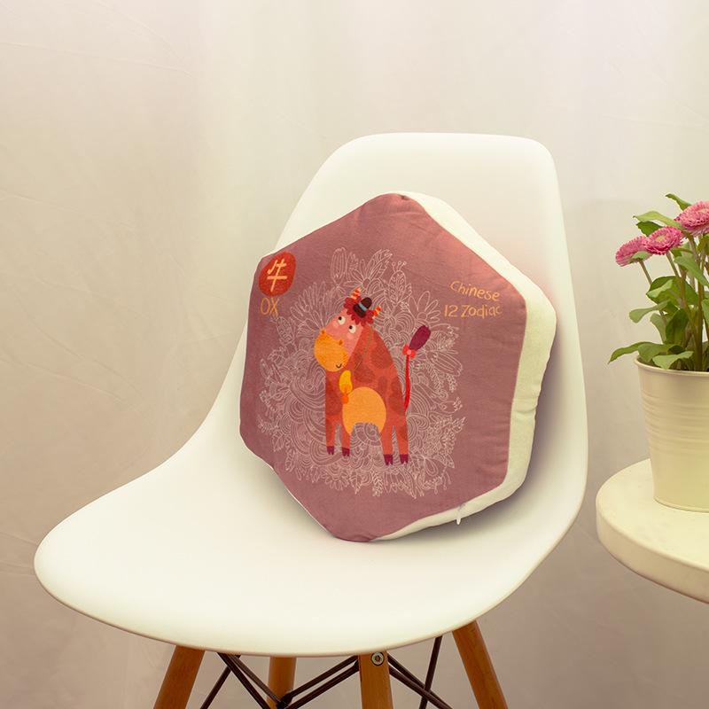 Hexagonal Pillow Twelve Zodiac Core Pillow Cartoon Crystal Super Soft Fabric Pillow Home Bedside Backrest