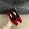 Fashion Retro Red Velvet Flat Shoes for Women 2025 New Spring and Autumn French Leopard Loafers Pattern Women Shoes Ladies