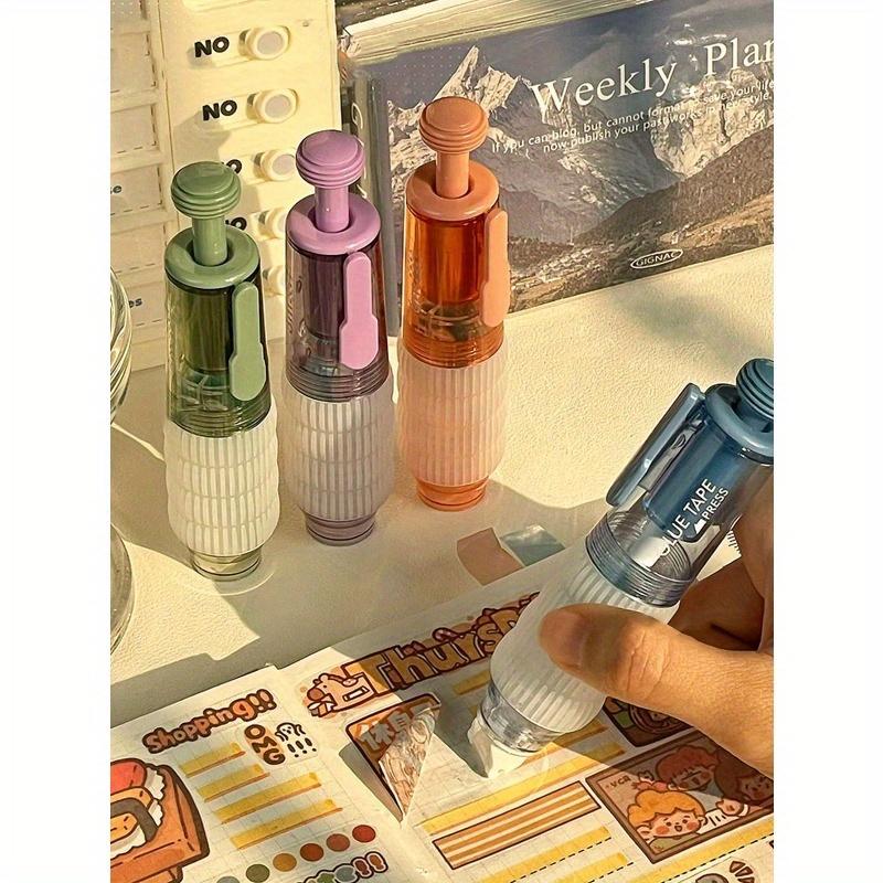 1pc 360° High Viscosity Rotating Press Gel Pen, Refillable, Large Capacity Dual-Sided Adhesive, Ins Style, For Students Back To School