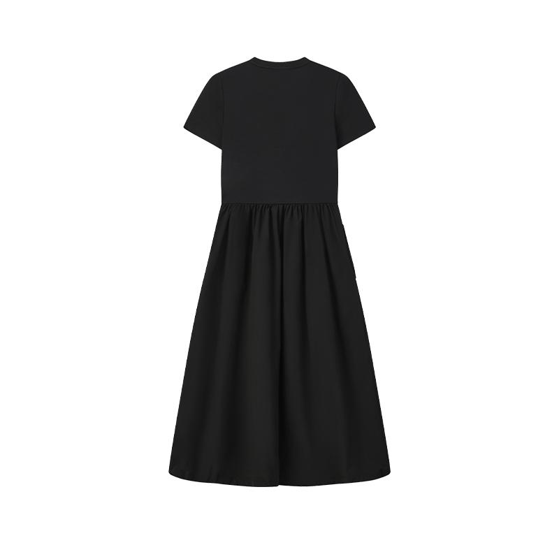 FILA White Simple Versatile Comfortable Fashion Short Sleeve Dress Women dresses Black F11W623307FBK