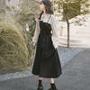 Spring and Autumn Temperament Fake Two Piece Skirts Academy Style Long Sleeve Medium Length Waist Slim Shirt Dress