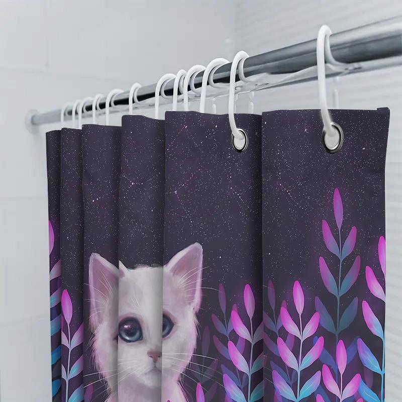 Cat Shower Curtain Cute Kitten Pet Animal Bathroom Decor Waterproof Liner Modern Farmhouse Home Decor Artistic Pattern Unique De