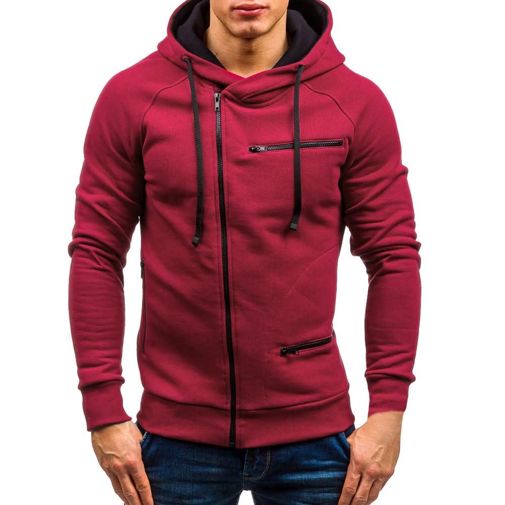 Men's Autumn Casual Solid Long Sleeve Hoodie Sweatshirt Top Outwear