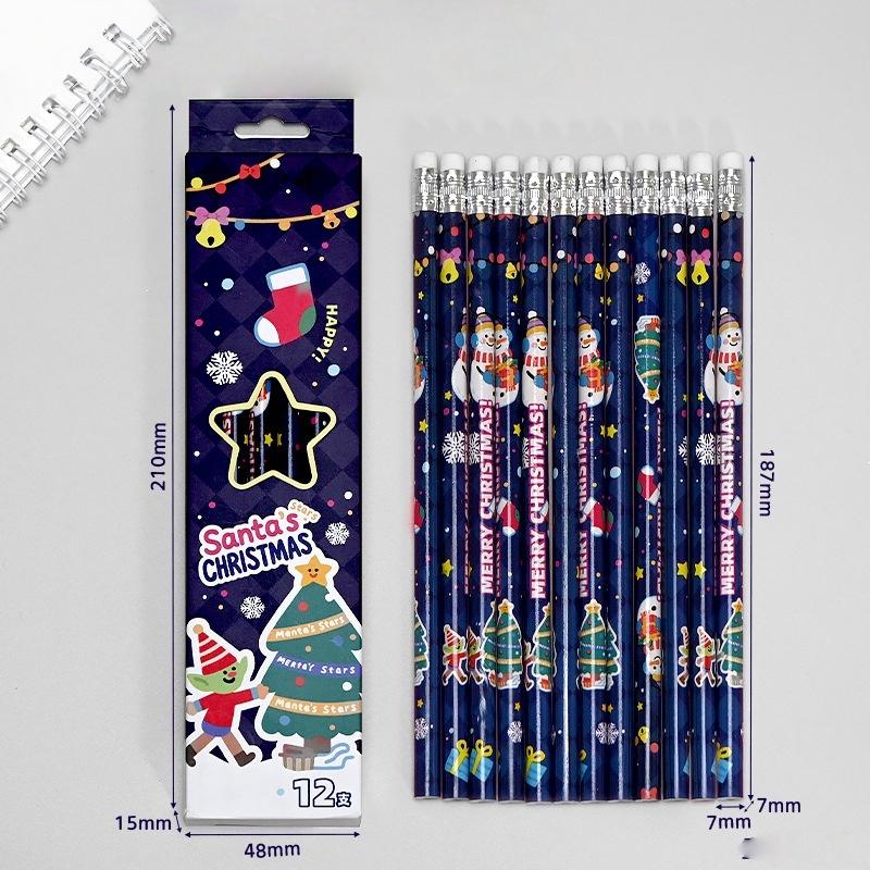 

12 шт./набор карандашей на рождественскую тематику для детей, подарок на день рождения, Рождество, для школьных наград синий