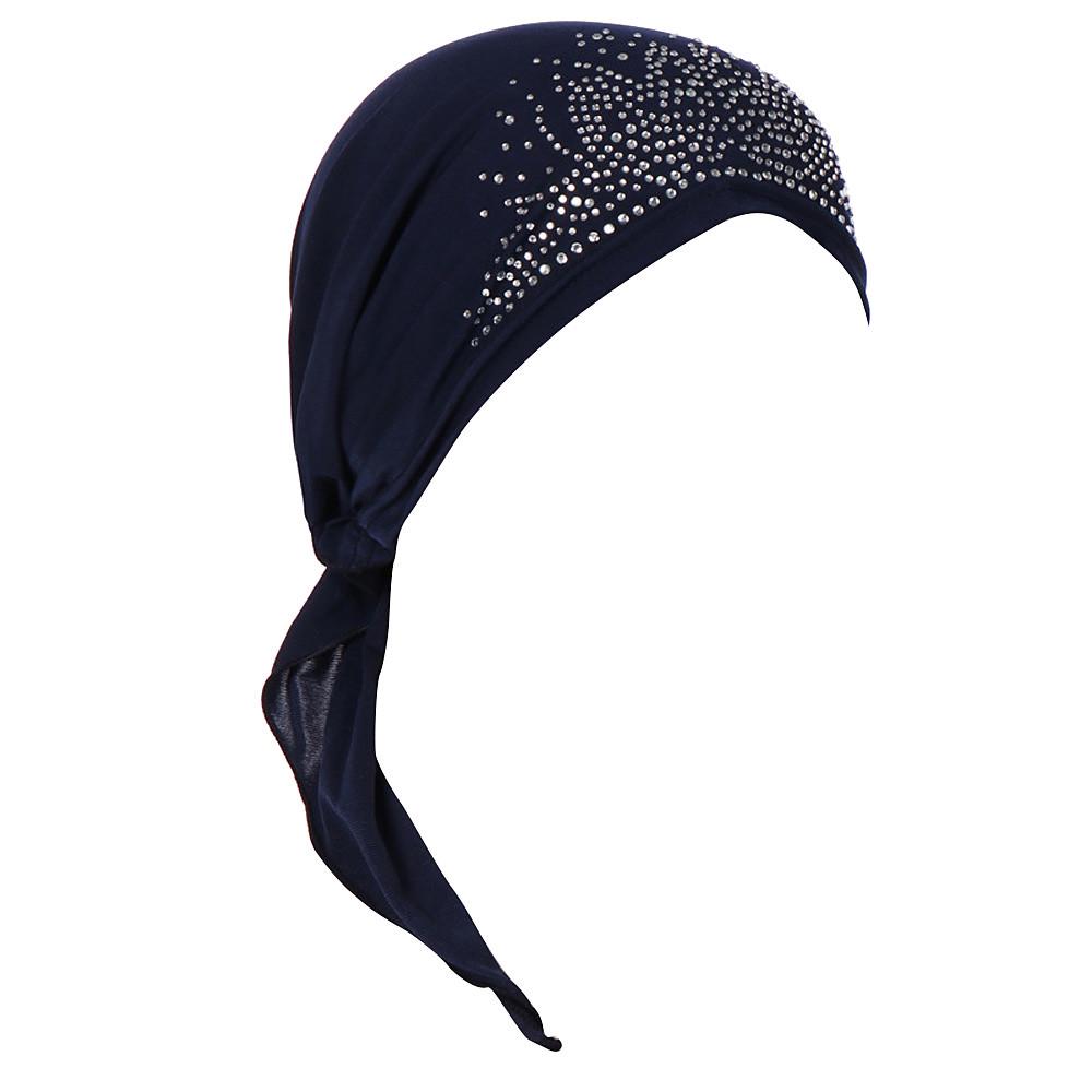 Women India Muslim Stretch Turban Hat Cotton Hair Loss Head Scarf Wrap