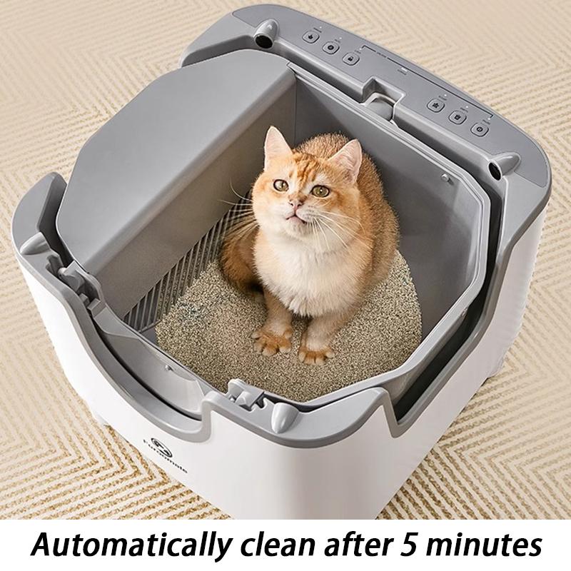 Smart Self Cleaning Cat Litter Box Automatic Top Entry Open Toilet
