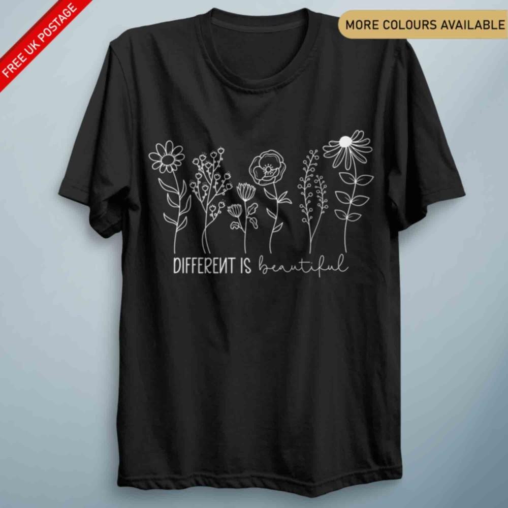 Floral Positive Vibes Different Beautiful T Shirt Top Unisex Adult Kids Gift S