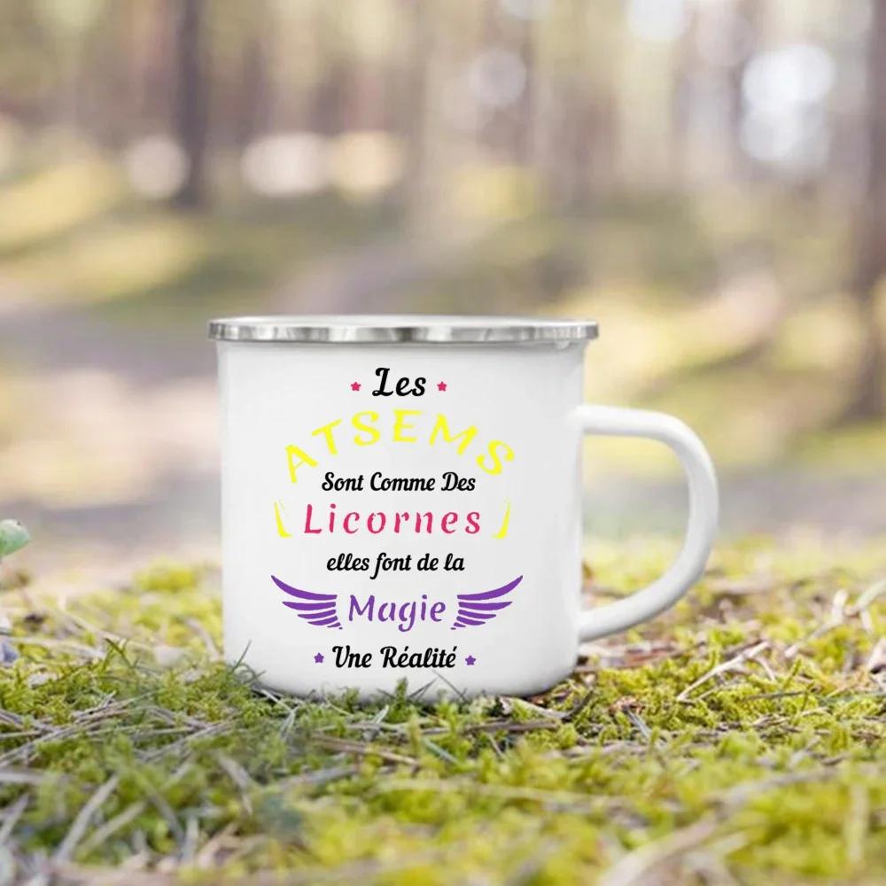 Merci Atsem Agenda Print Mugs Creative Coffee Cups Drinks Water Milk Cup Enamel Mug School Home Handle Drinkware Gifts