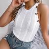 Damen T-Shirt mit V-Ausschnitt, ärmellos, einfarbig, für Damen, T-Shirt, Street-Strickmode