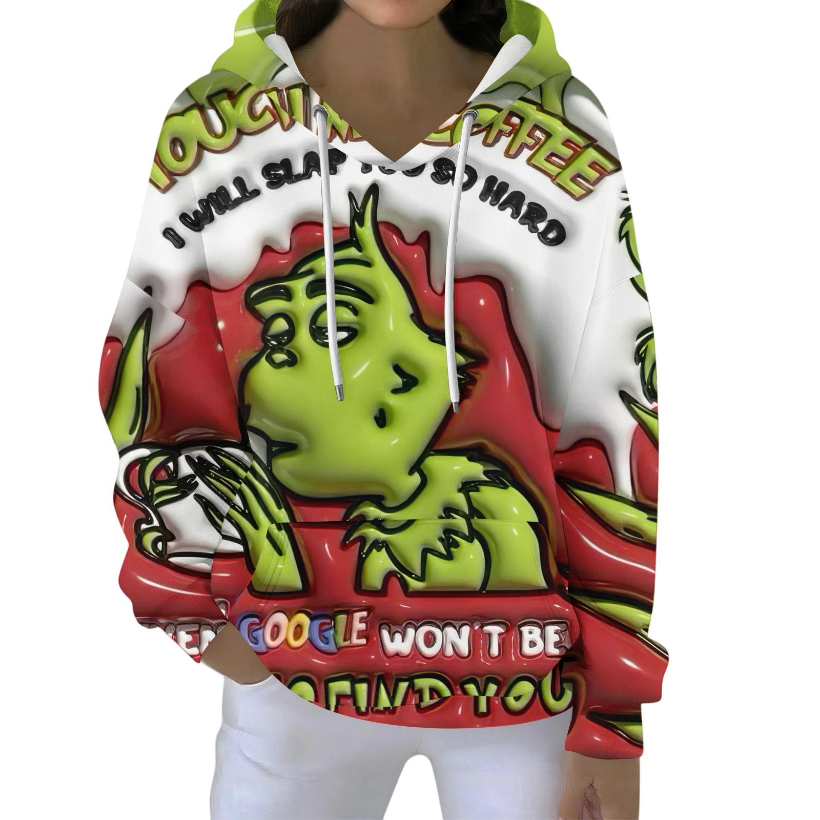 

Рождественские худи для женщин, смешные милые с принтом, праздничные толстовки, зимние пуловеры оверсайз S красный