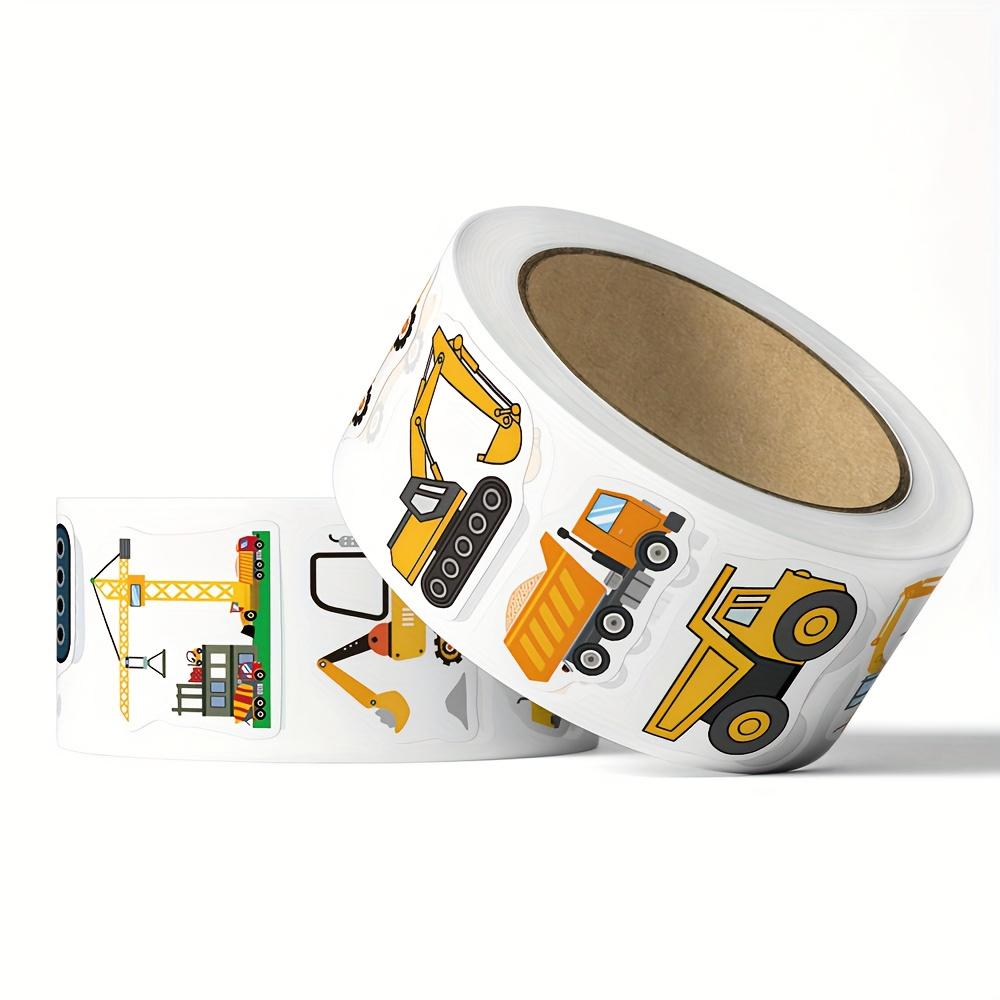 1000pcs/2roll Construction Vehicle Sticker Reusable Self-Adhesive DIY Crafts Scrapbooking Stickers Reward Encourage Sticker