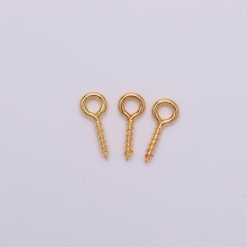 200pcs Small Tiny Mini Eye Pins Eyepins Hooks Eyelets Screw Threaded Gold Color Clasps Hooks Jewelry Findings For Making DIY
