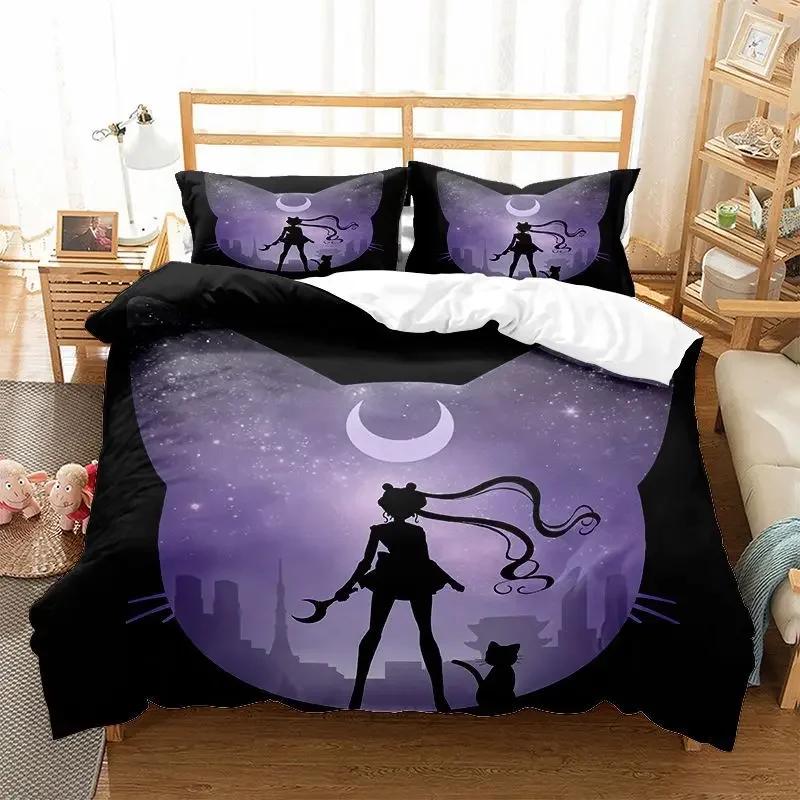 Sailor Moon Beddengoed Set Dekbedovertrek Cosplay Kussensloop Cartoon Anime Decor Bedspreien Slaapkamer Dekbedovertrek Beddengoed Pakket Kinderen Cadeau