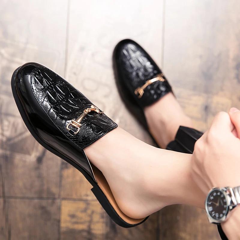 Designer Summer Men's Semi-slip Sandals, Men's Casual Fashion, Leather Semi-shoes, Men's Loafers, Slip-on Flats, Driving Shoes