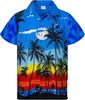 Camisa Hawaiana con Palmeras Tropicales Impresión 3D Para Hombres/Mujeres Verano Casual Moda Manga Corta Camisas Botón Arriba Blusa de Vacaciones