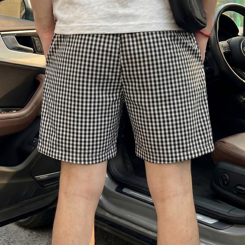 Pantaloncini Casual da Uomo a Quadri, Vita Elastica con Coulisse, Leggeri da Spiaggia Estivi (M-5XL)