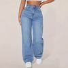 Women's Clothing Spring and Autumn New Casual High-waisted Straight Jeans