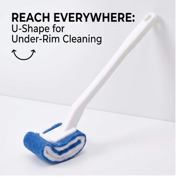 Ergonomischer Griff Weiche Borsten Toilettenbürste, Keine Toten Winkel Langlebig Spülfrei Badezimmer Reinigungsgerät für Haushalts-Toilettenfleckenentfernung