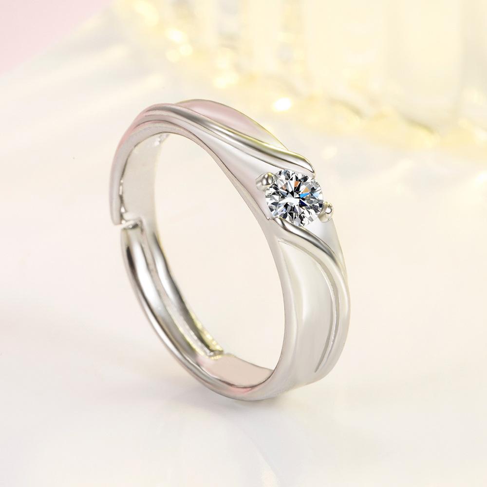 2pcs 925 Silver Couple Rings Zircom For Women Man Exquisite Student Girlfriend Silver Jewelry Accessories Wedding R51