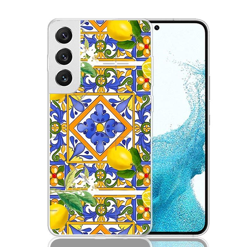 

Mediterranean Lemon Phone Case For Samsung Galaxy S26 Ultra S23 S24 S25 Edge S20 FE S21 S22 Plus Soft Print Shell Cover Fundas G Samsung S23 Ultra