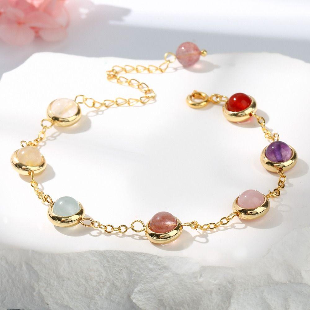 Adjustable Colorful Crystal Lucky Bracelet Waterproof Rainbow Candy Beads Bangle  Female Lady Girl