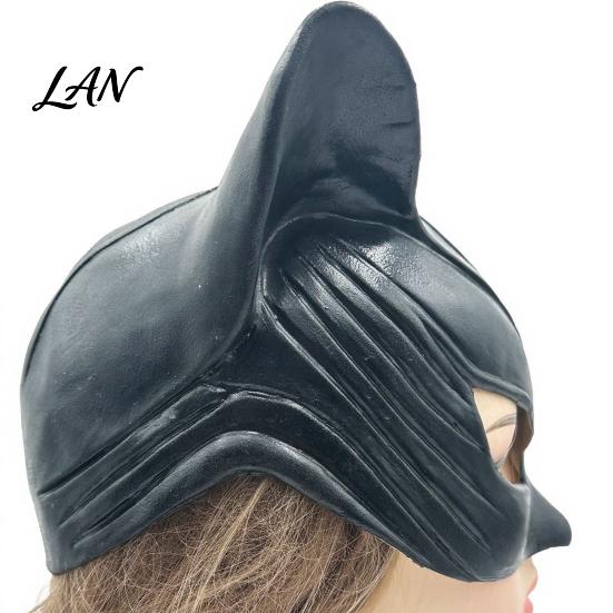 Soft Material Halloween Mask Catw Woman Mask, Black Cat Eye Costume Latex Full Face Leather Accessory for Masquerade Superhero Cosplay Party Glossy