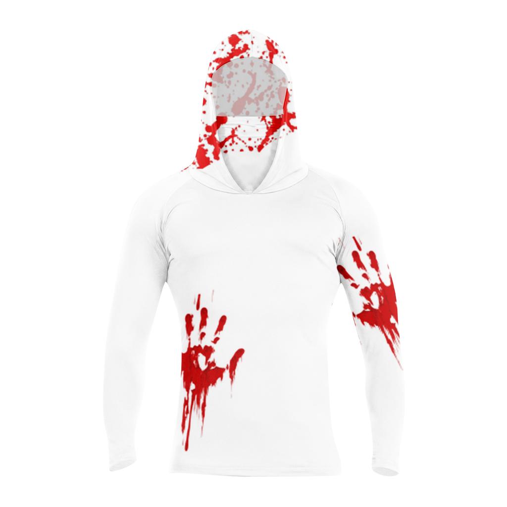 Herren Langarm Kapuzen T-Shirt Schnelltrocknend Sonne Halloween zum Angeln Fitness Sport