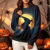 Women's Fashion Casual Long Sleeve Crewneck Sweatshirt with Halloween Print
