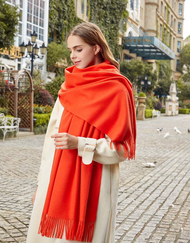 Black Cashmere Wool Scarf - Versatile Winter Shawl for Women and Men, Korean Style, Solid Color