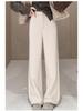 2026 Early Spring Women's High-Waisted Woolen Wide-Leg Sweatpants - Slimming, Drapey, Loose Straight-Leg Casual Trousers