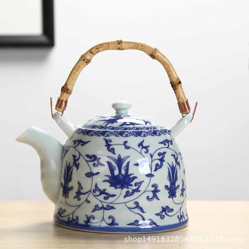 Large Capacity Ceramics High Temperature Resistant 800ML with Filter Ceramic Kettle Teapot Flower Pattern A Variety of Styles