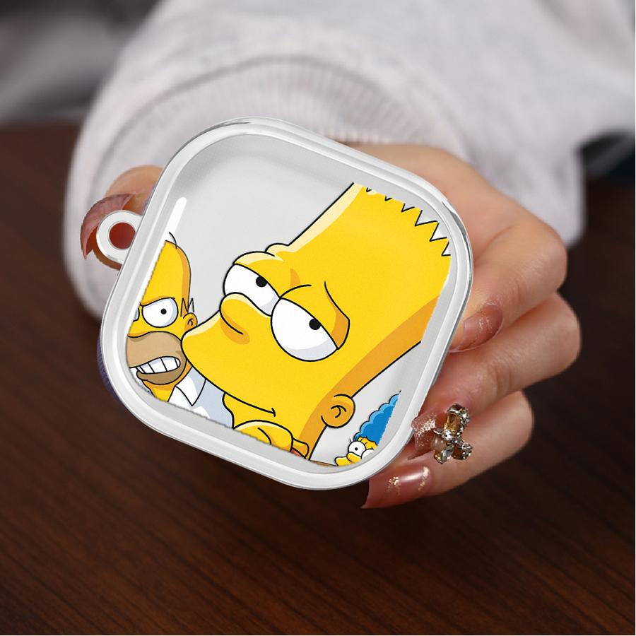Clear Earphone Cases Cover With Hook Case For Samsung Galaxy Buds Live 4 Pro 3 FE 4Pro 2Pro 2 3Pro Cartoon The S-simpsons