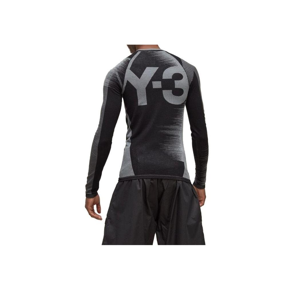 Y-3 Striped Slim Fit Long Sleeve T-Shirt Men Tops Black Gray HY5874