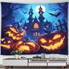 Halloween Decorative Tapestry Pumpkin Lantern Wall Hanging Full Moon Gothic Castle Ghost Bat Tapestry Home Room Decoration