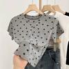 Design Sense Star Printed Short Sleeve T-Shirt Women's Spring and Summer New Personality Wear Front Shoulder Short Pure Sweet and Spicy Top