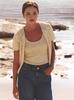 European Style Sequin-Embellished Knit Camisole & Cardigan Two-Piece Set