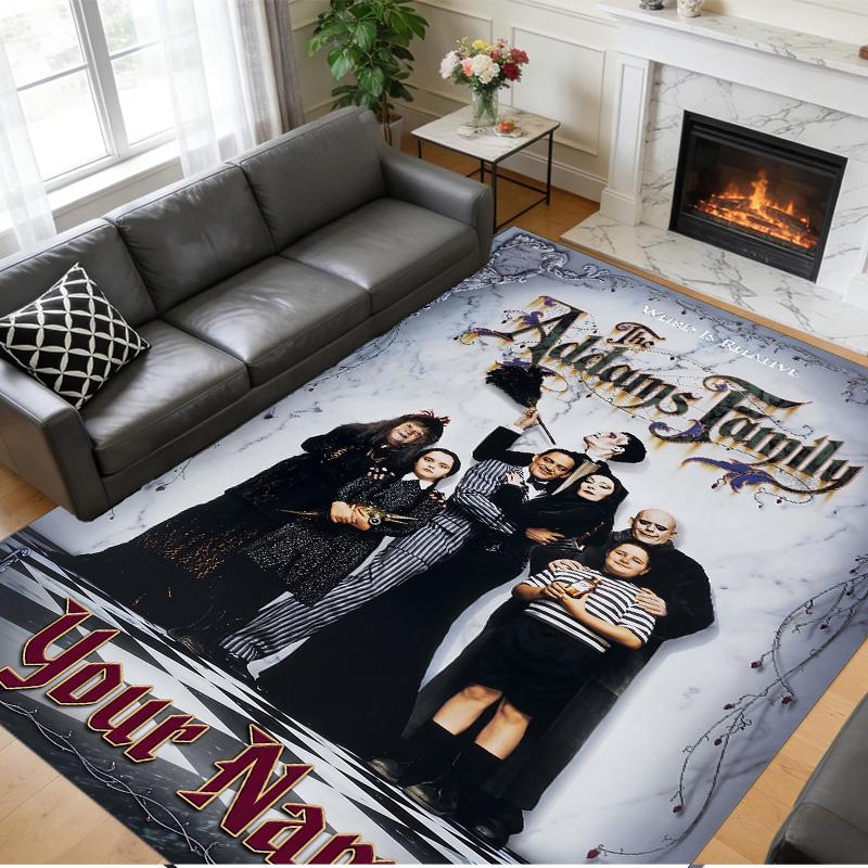 Crystal Velvet Rug Custom Name Text, Soft Non Slip Floor Mat Home DecorThe Addams Family