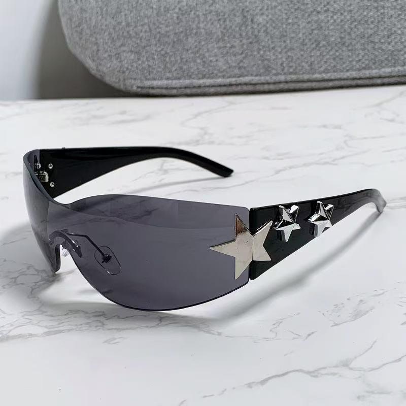 Y2K Frameless Star Sunglasses - Stylish Large Frame for Outdoor Cycling