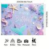 2D Printing Pastel Mermaid Backdrop, Underwater Sea Theme Birthday Party Background