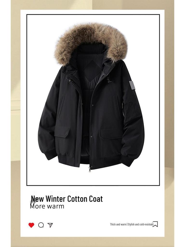 Men's & Women's High-Quality Removable Fur Collar Hooded Cotton Padded Winter Jacket