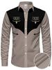 Western Style Long Sleeve Button-Up Shirt with Bull Skull & 9191 Graphic