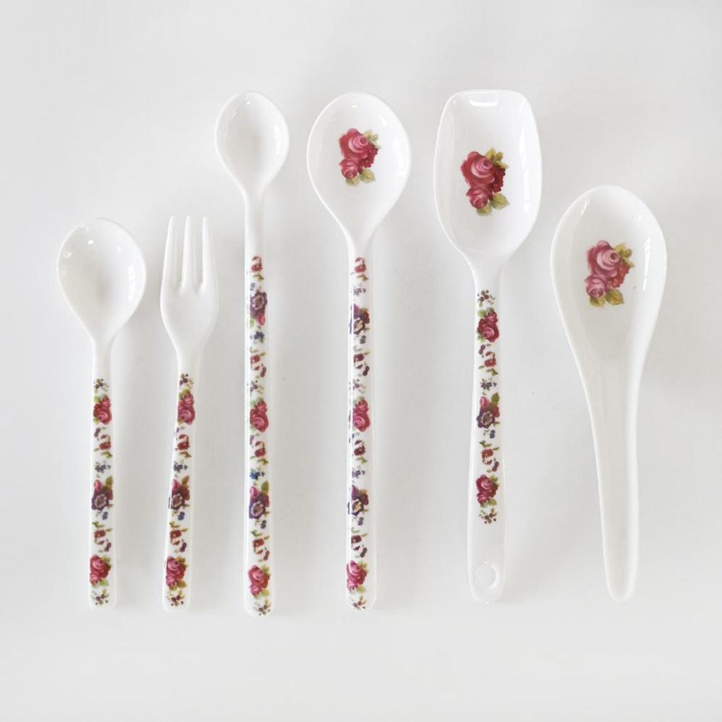 Vintage Flower Melamine Long Teaspoon Large