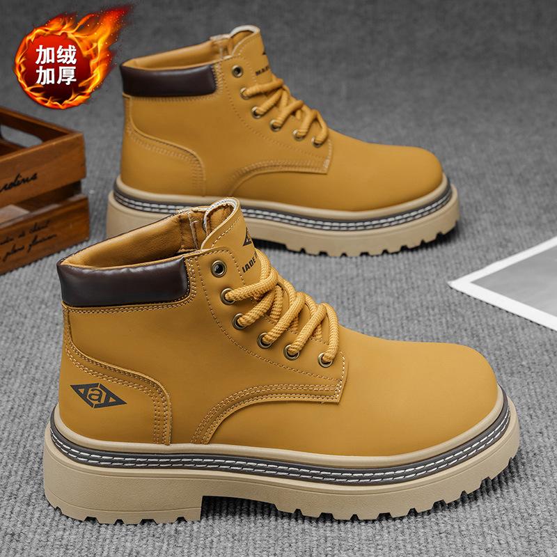 Winter New Velvet Martin Boots, Warm Outdoor Shoes, Thick-soled Rhubarb Boots, Cotton.