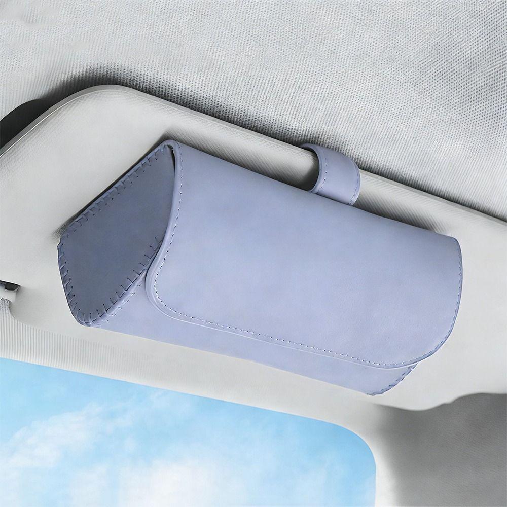 Portable Car Glasses Box PU Leather Multifunctional Car Sunglasses Case Easy Installation Compact Eyeglass Storage Case Car