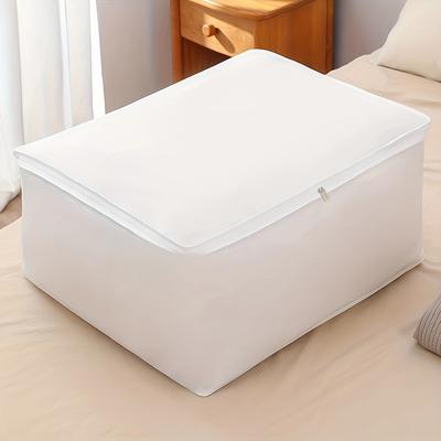 1 peça - Saco de armazenamento grande com tampa com zíper, recipiente para guardar roupa de cama, armazenamento de roupas, calças, zíper resistente