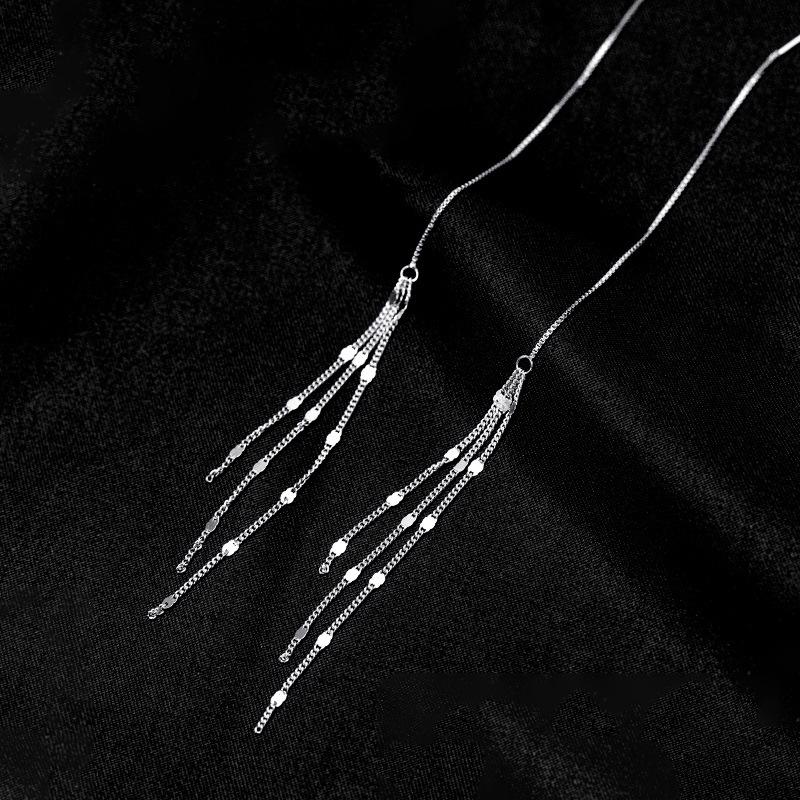 

Banyan Tree S925 Silver Korean Tassel Earrings - Elegant Long Sequin Design for Women S925 Silver